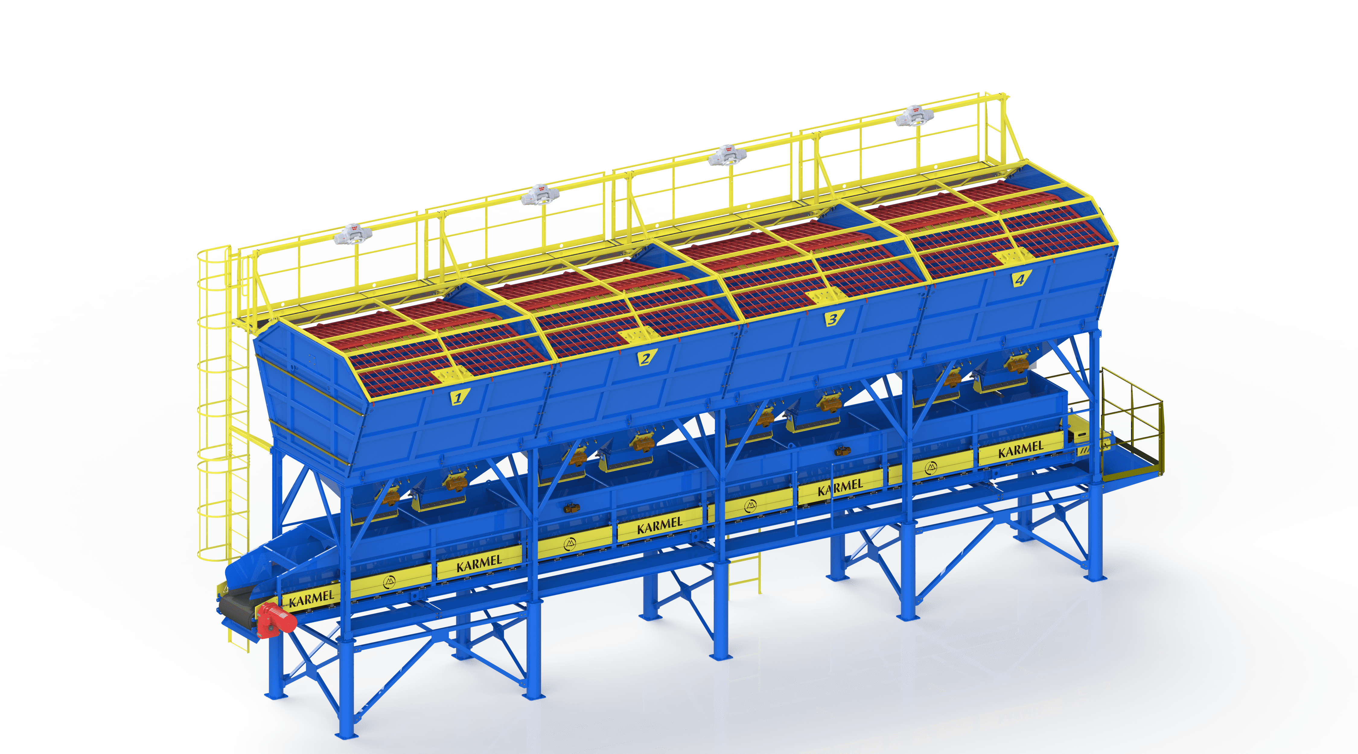 Tolva para áridos de cuatro secciones de 4x20 m³